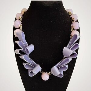 RARE J Crew Purple Acrylic Ribbon Statement Bib Necklace 17" to 20" Worn On TV